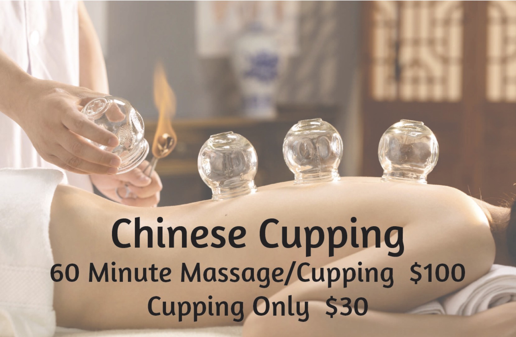 Chinese cupping service pricing at Panda Massage
