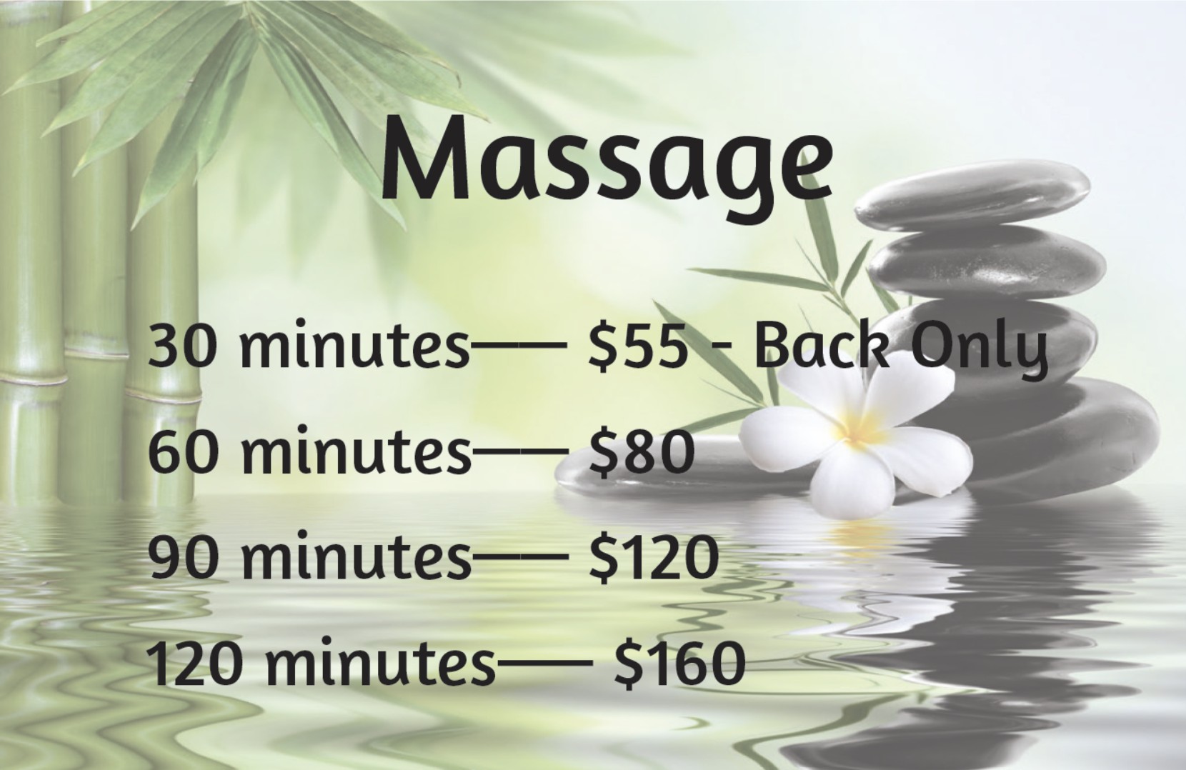 Massage prices at Panda Massage